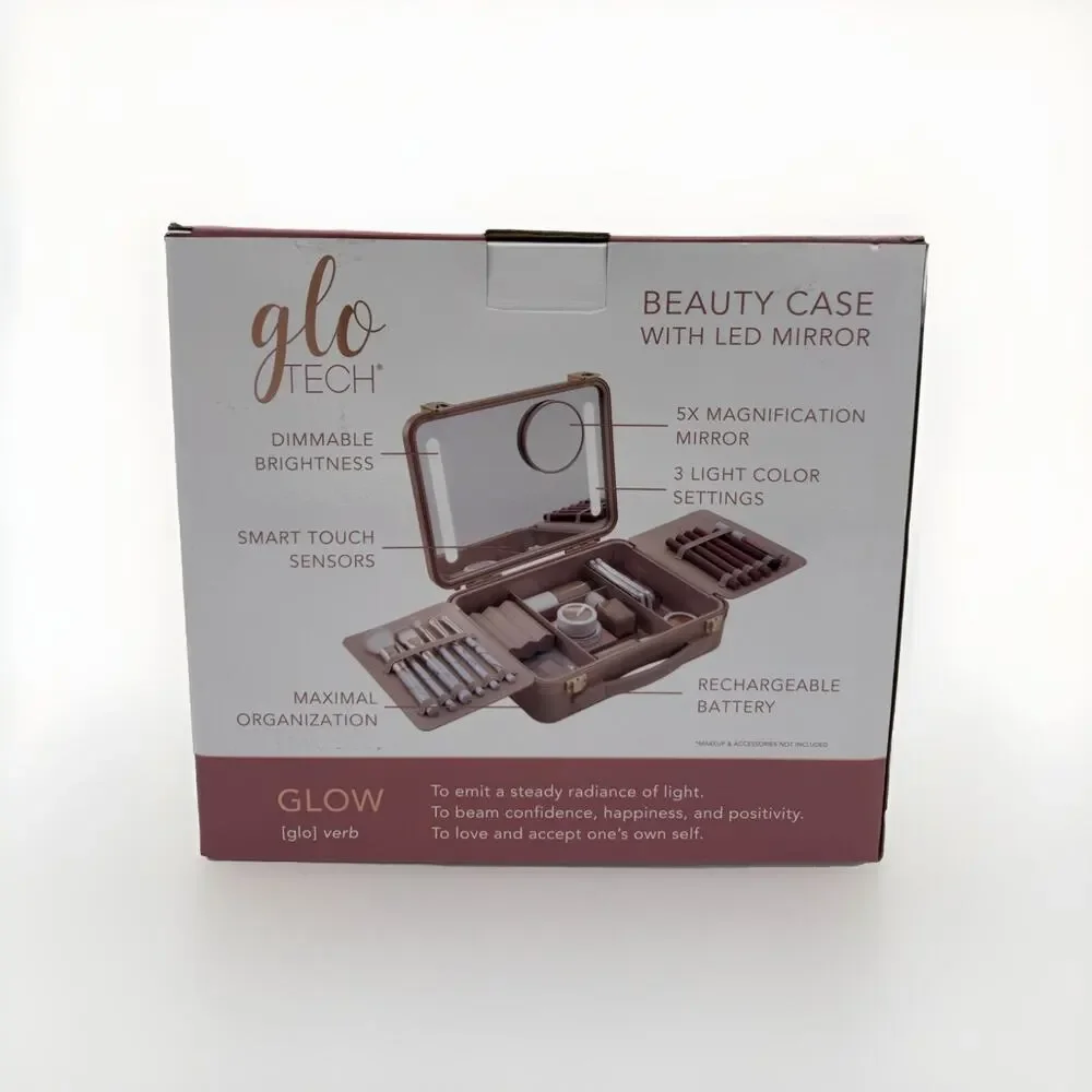 Glo Tech Beauty Case With LED Mirror Pink - Open Box